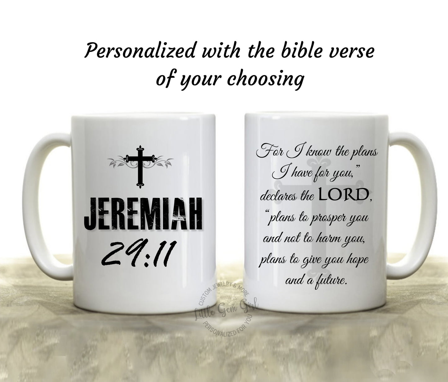 Personalized Bible Verse Coffee Mug - Customized 15oz Christian Coffee Cup With the Scripture of Your Choice