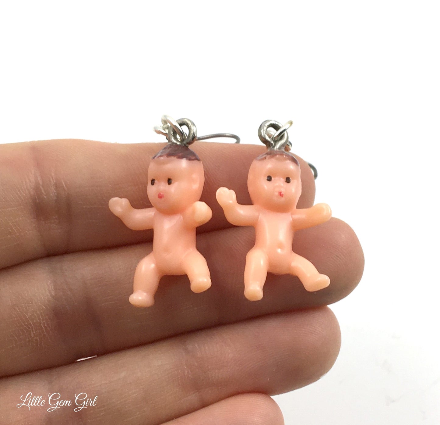 Mini Baby Doll Earrings – Plastic Baby Earrings with Titanium French Hooks for Sensitive Ears