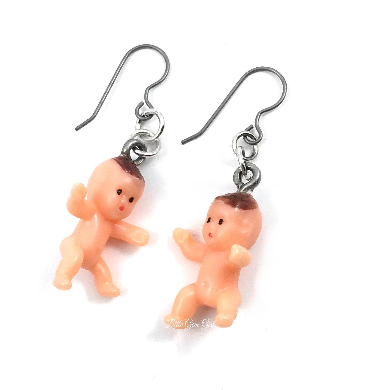 Mini Baby Doll Earrings – Plastic Baby Earrings with Titanium French Hooks for Sensitive Ears