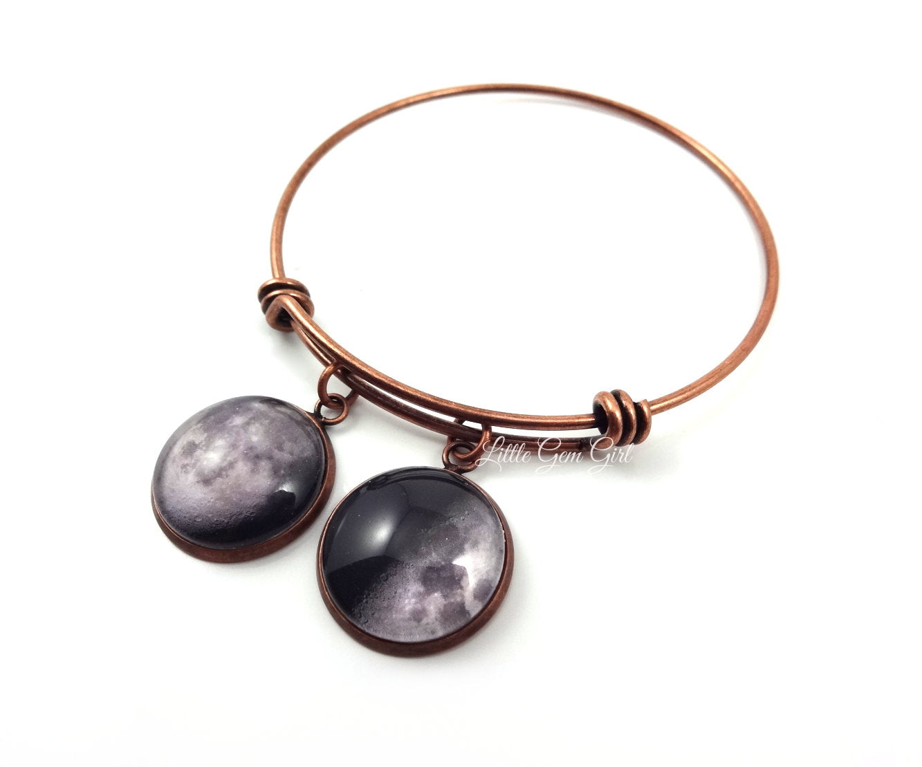 Custom Birth Moon Bracelet with 1 to 4 Moons that Glow in the Dark - Personalized Moon Phase Wire Wrap Bracelet