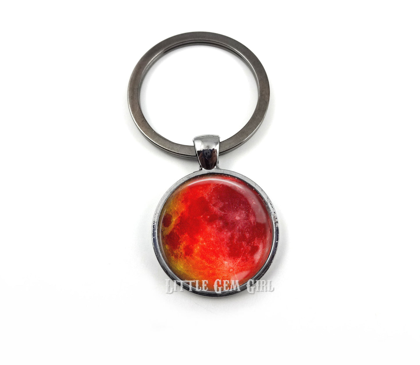Glow in the Dark Blood Moon Necklace – Lunar Eclipse Full Moon Pendant – Red Wolf Supermoon Jewelry