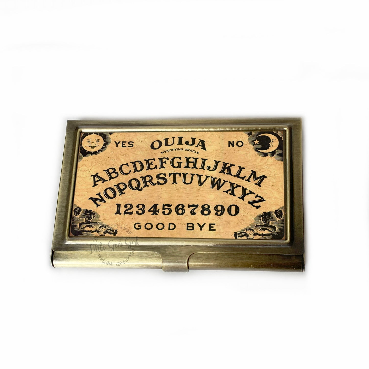 Ouija Board Business Card Holder - Stainless Steel or Bronze Card Carrying Case