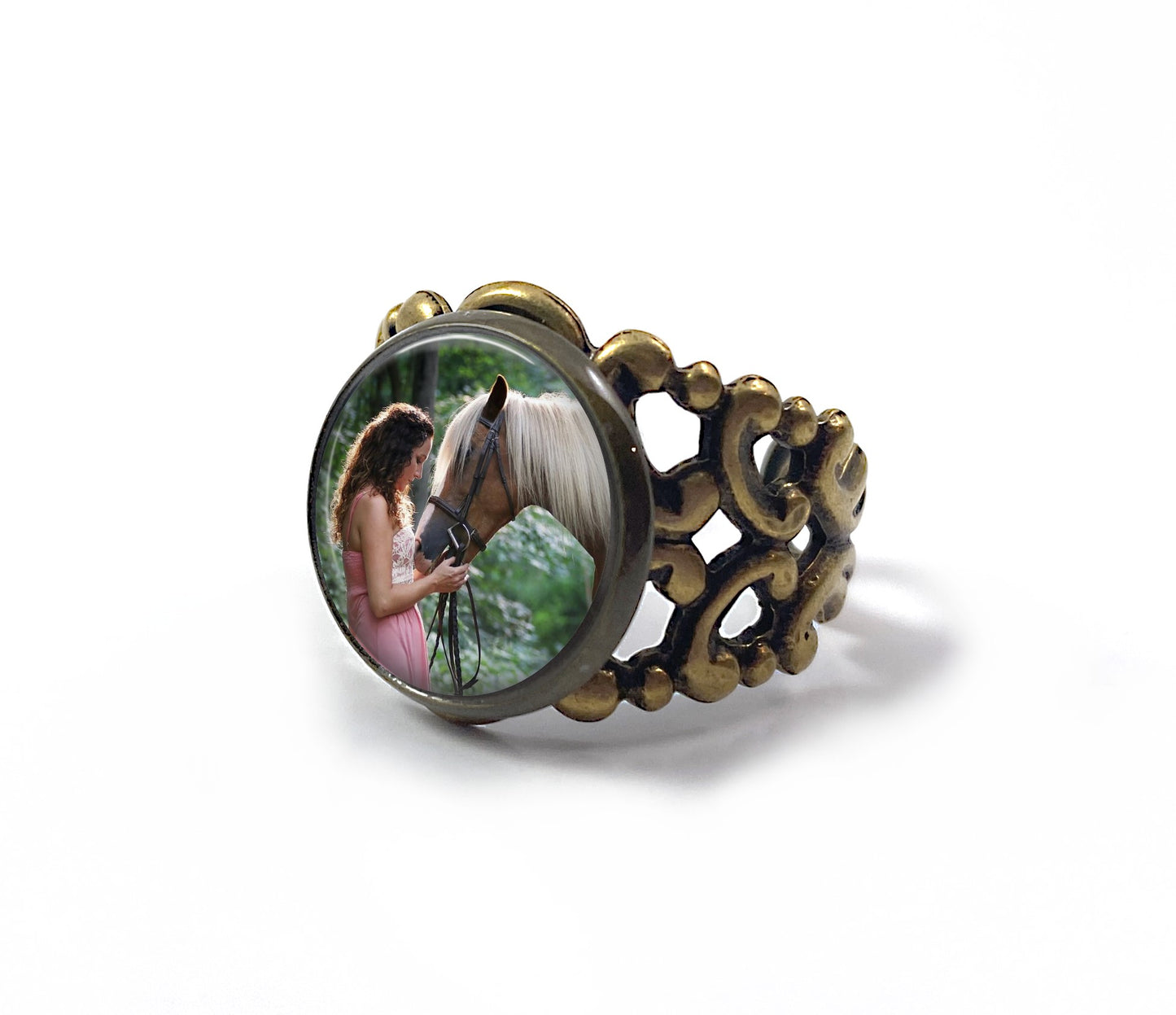 Custom Photo Ring available in Bronze or Silver - Adjustable Band Personalized Picture Ring