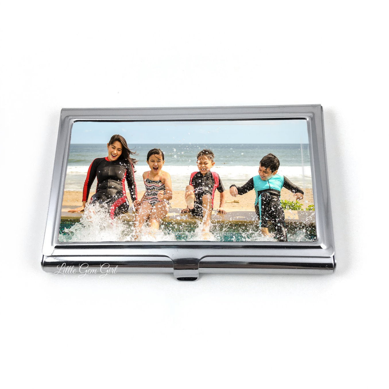 Stainless Steel Custom Business Card Holder with Your Photo - Personal Little Gem Girl Stainless Steel Custom Business Card Holder with Your Photo - Personal Little Gem Girl