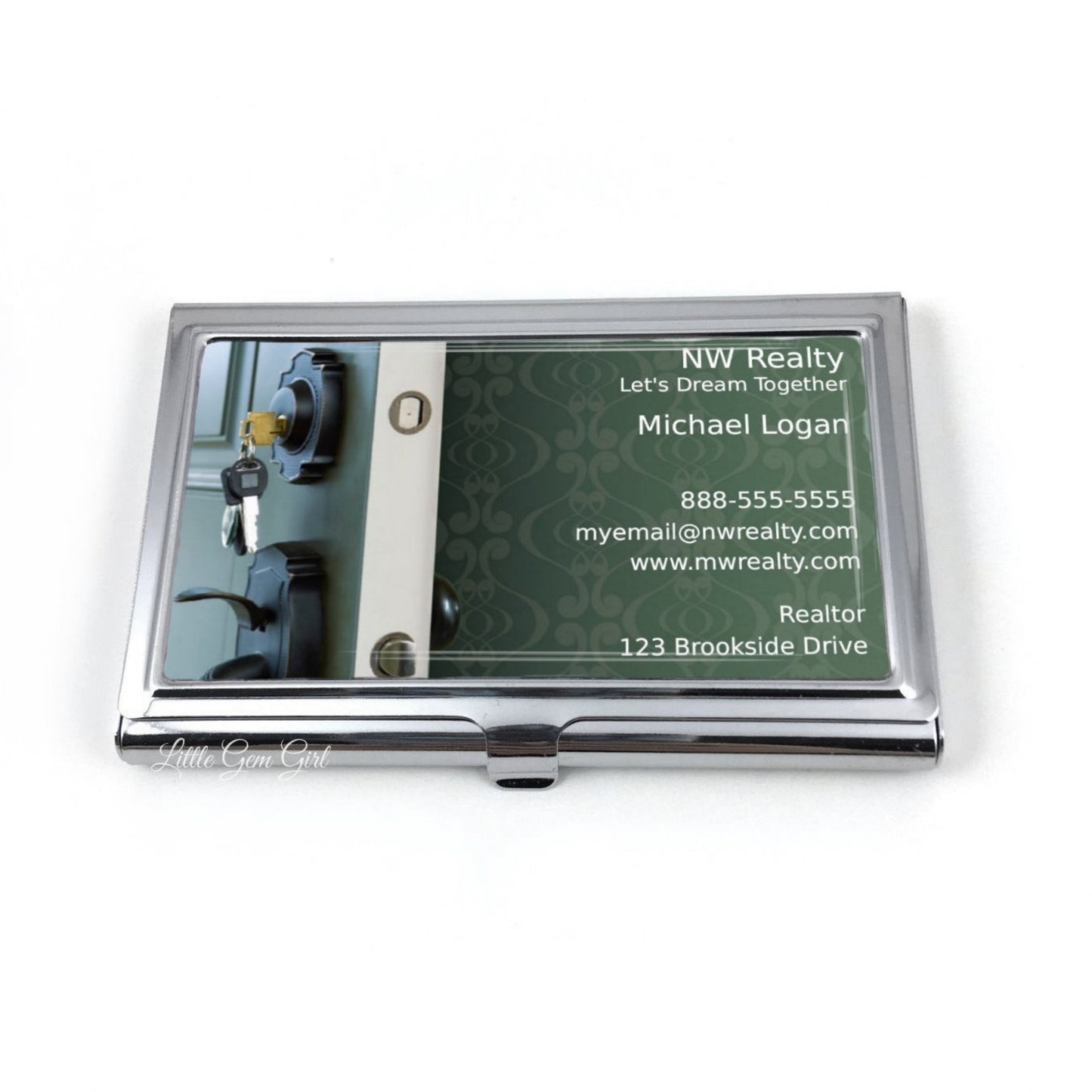Custom Logo Business Card Holder - Stainless Steel Carrying Case - Personalized Photo Carrier