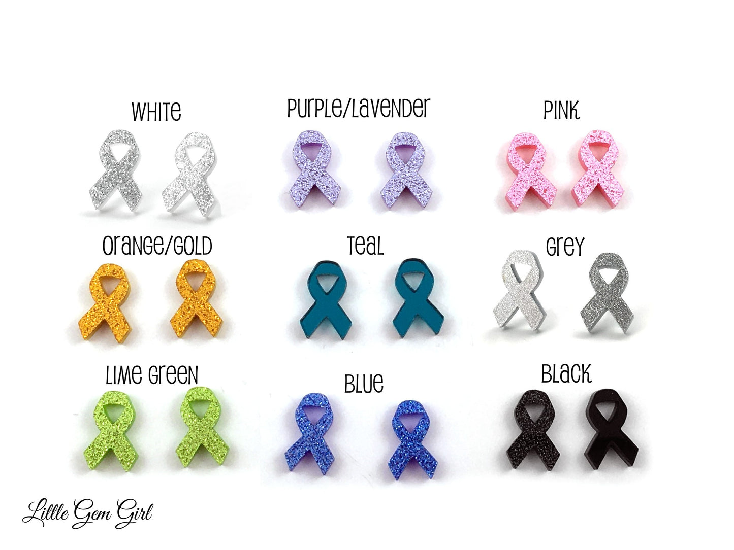 Cancer Ribbon Earrings Titanium or Stainless Steel Posts - Leukemia, Kidney, Appendix or Childhood Cancer Support Jewelry