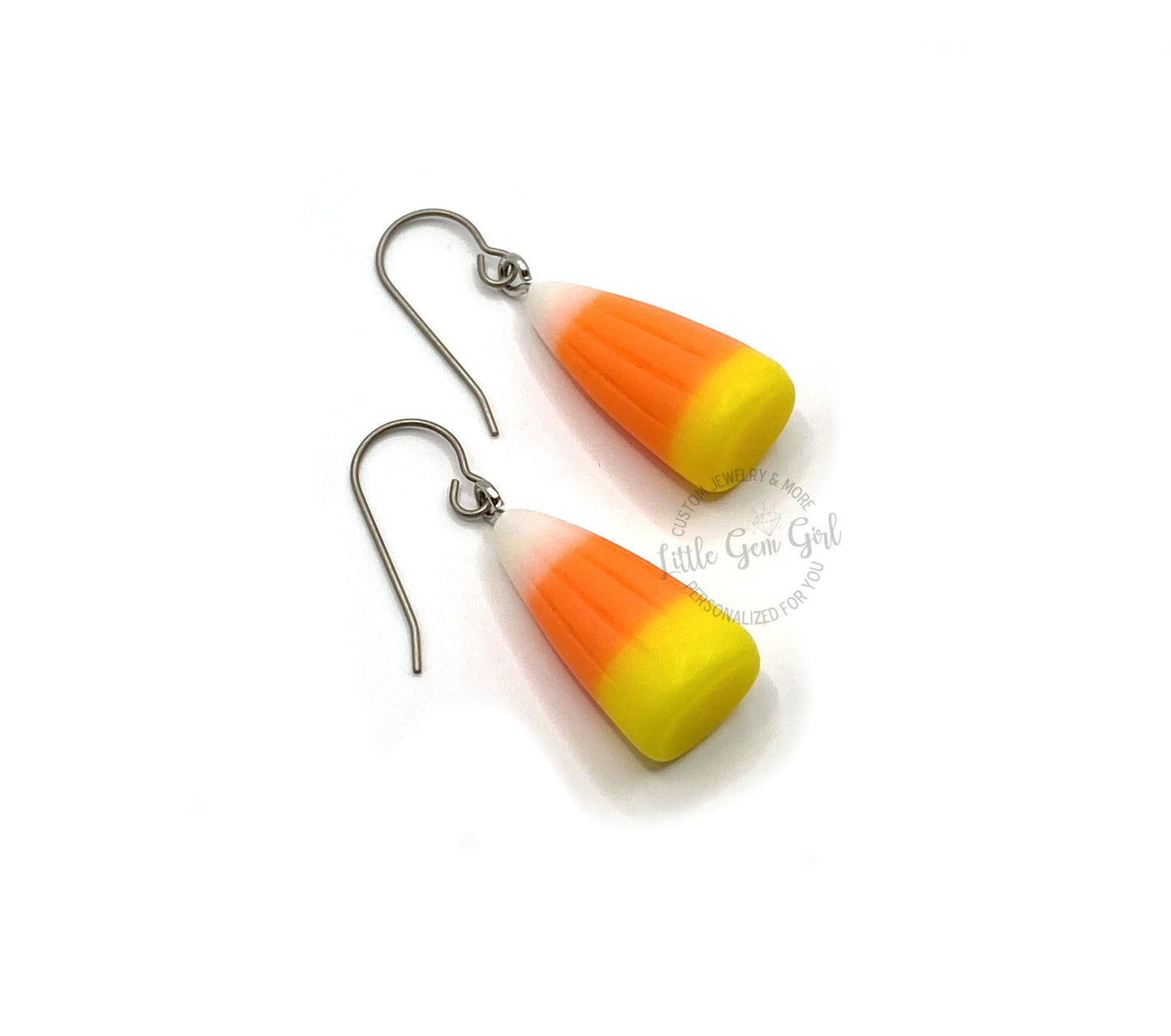 Candy Corn Earrings with Titanium Ear Wires for Sensitive Ears - Trick or Treat Halloween Candy Jewelry, Hypoallergenic Nickel Free