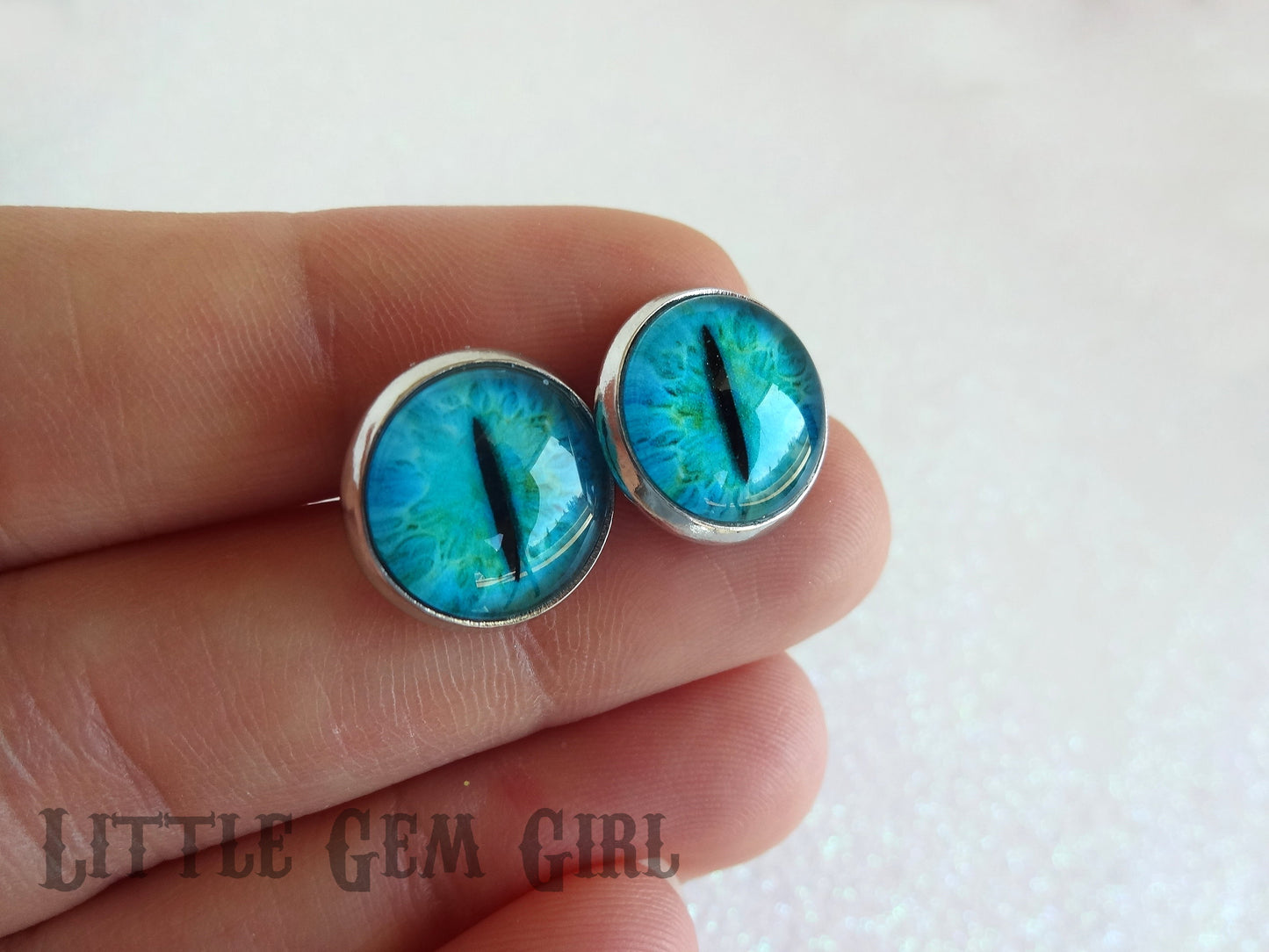 Glow in the Dark Cat Eye Earrings - Glowing Animal Eye Stainless Steel Hypoallergenic Studs - 25 Eye Colors Available