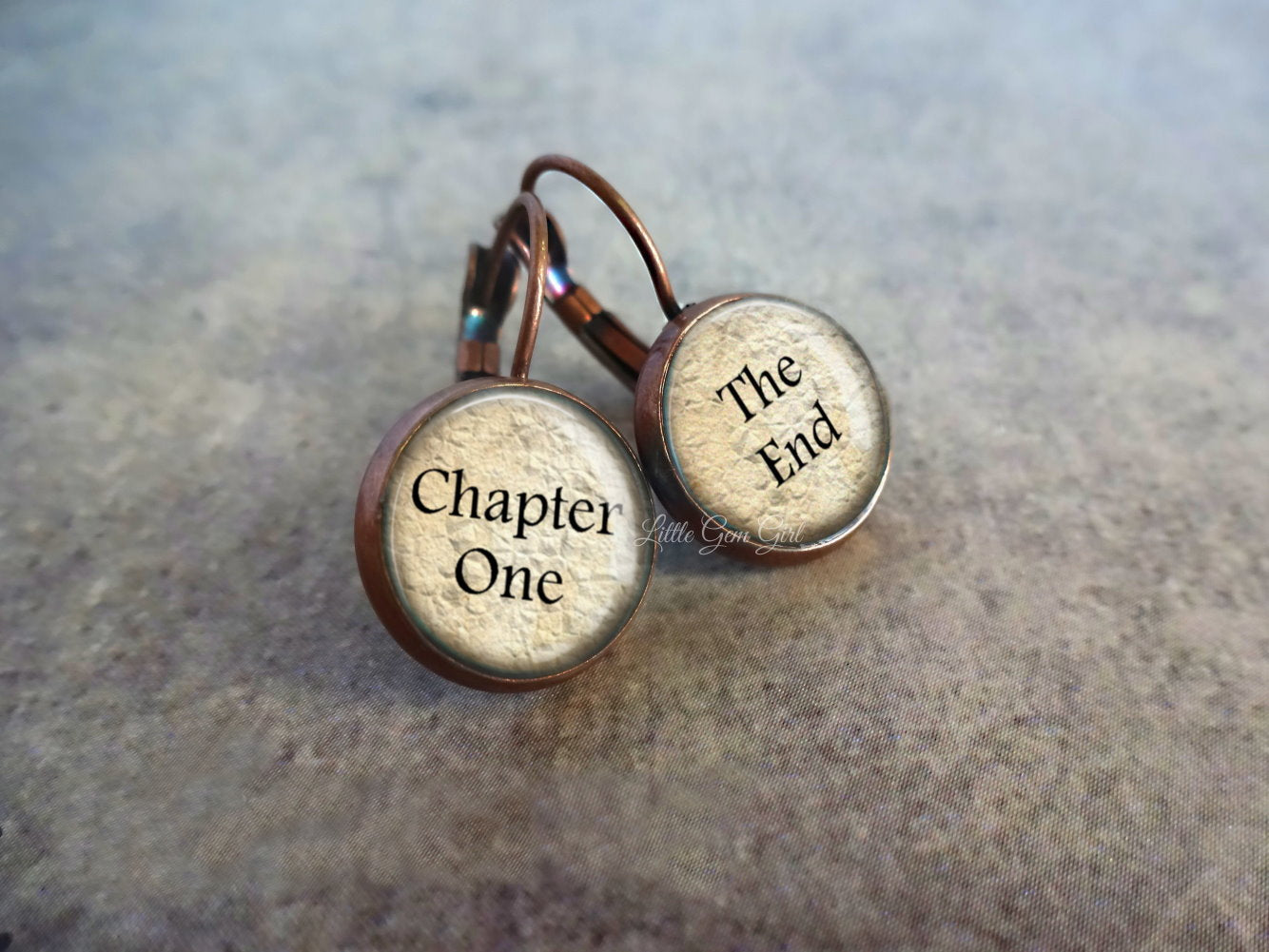 Chapter One The End Dangle or Stud Earrings for Book Lovers - Reader Literary Earrings - Librarian, Teacher, Writer Gift