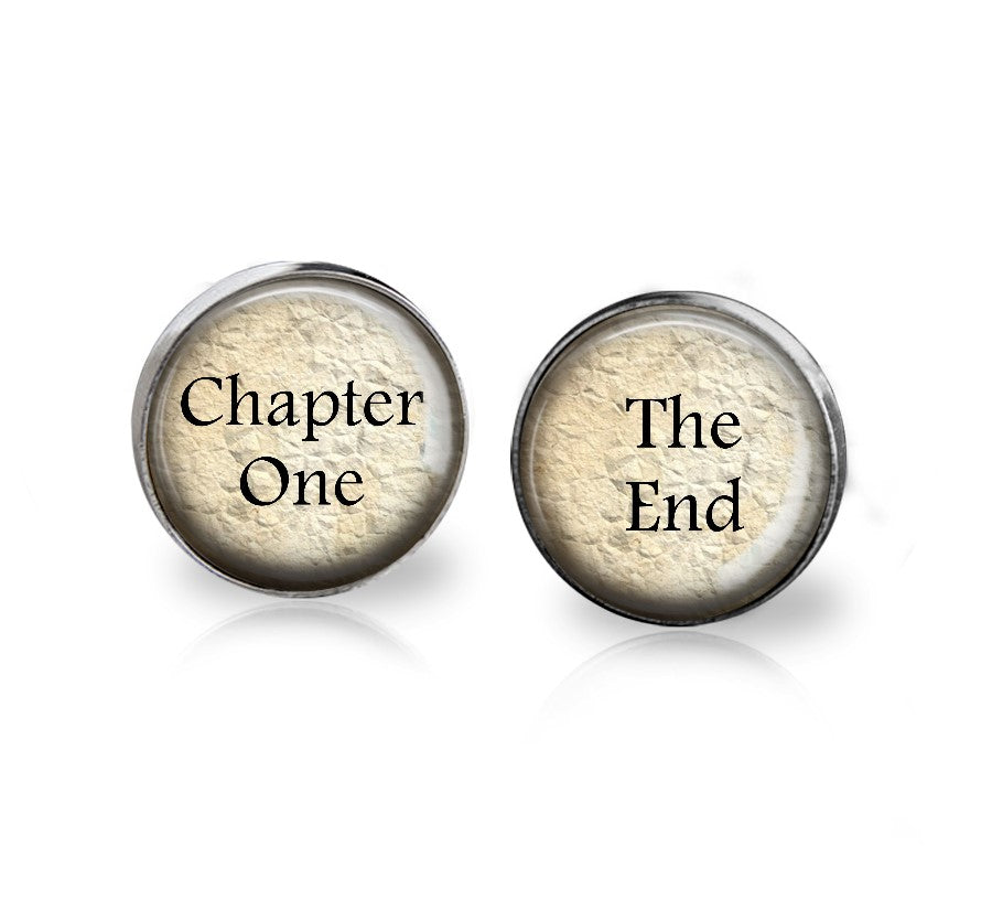 Chapter One The End Dangle or Stud Earrings for Book Lovers - Reader Literary Earrings - Librarian, Teacher, Writer Gift