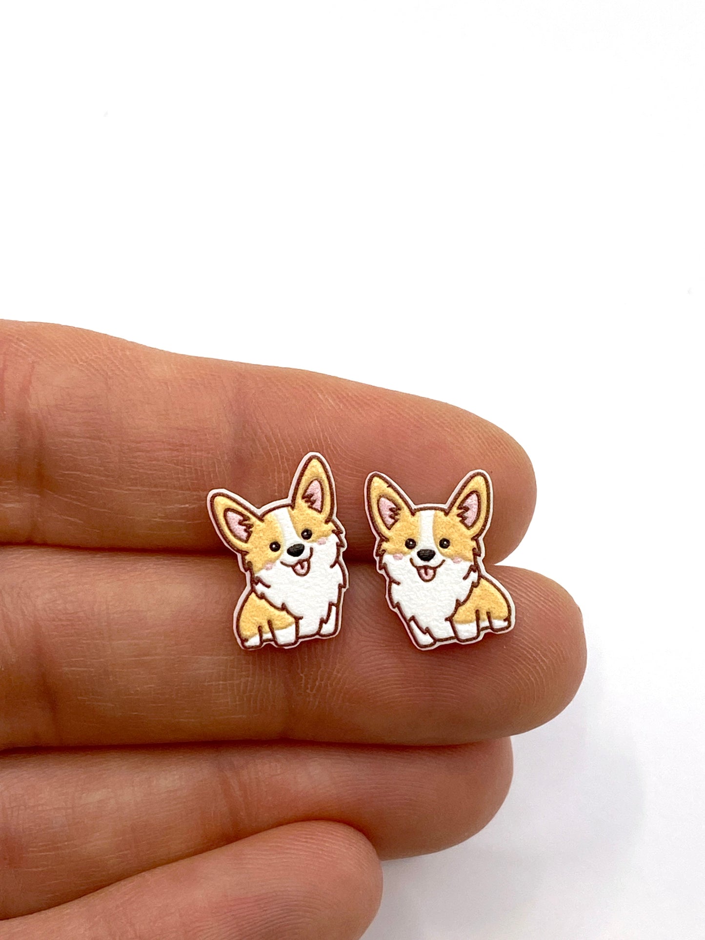 Corgi Stud Earrings in Titanium or Stainless Steel Posts, Nickel Free, Hypoallergenic - Corgi Dog Lovers Jewelry