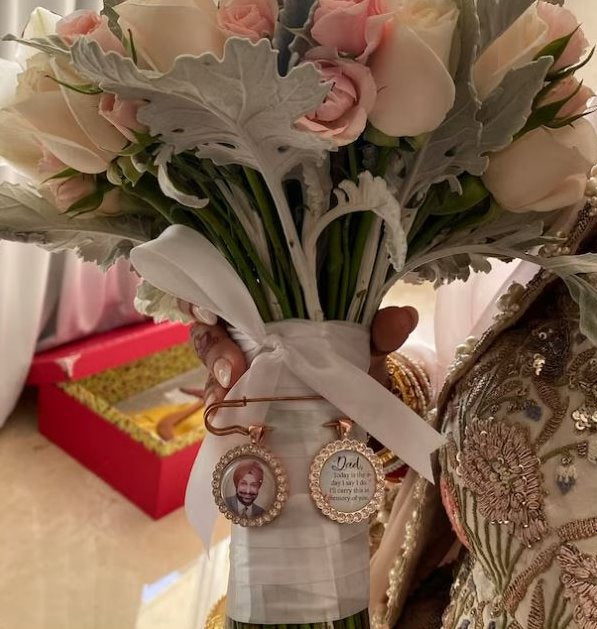 Rhinestone Lapel Pin Charms with Your Custom Text and Photo - Available in Four Colors - Wedding Boutonniere Photo Pendant