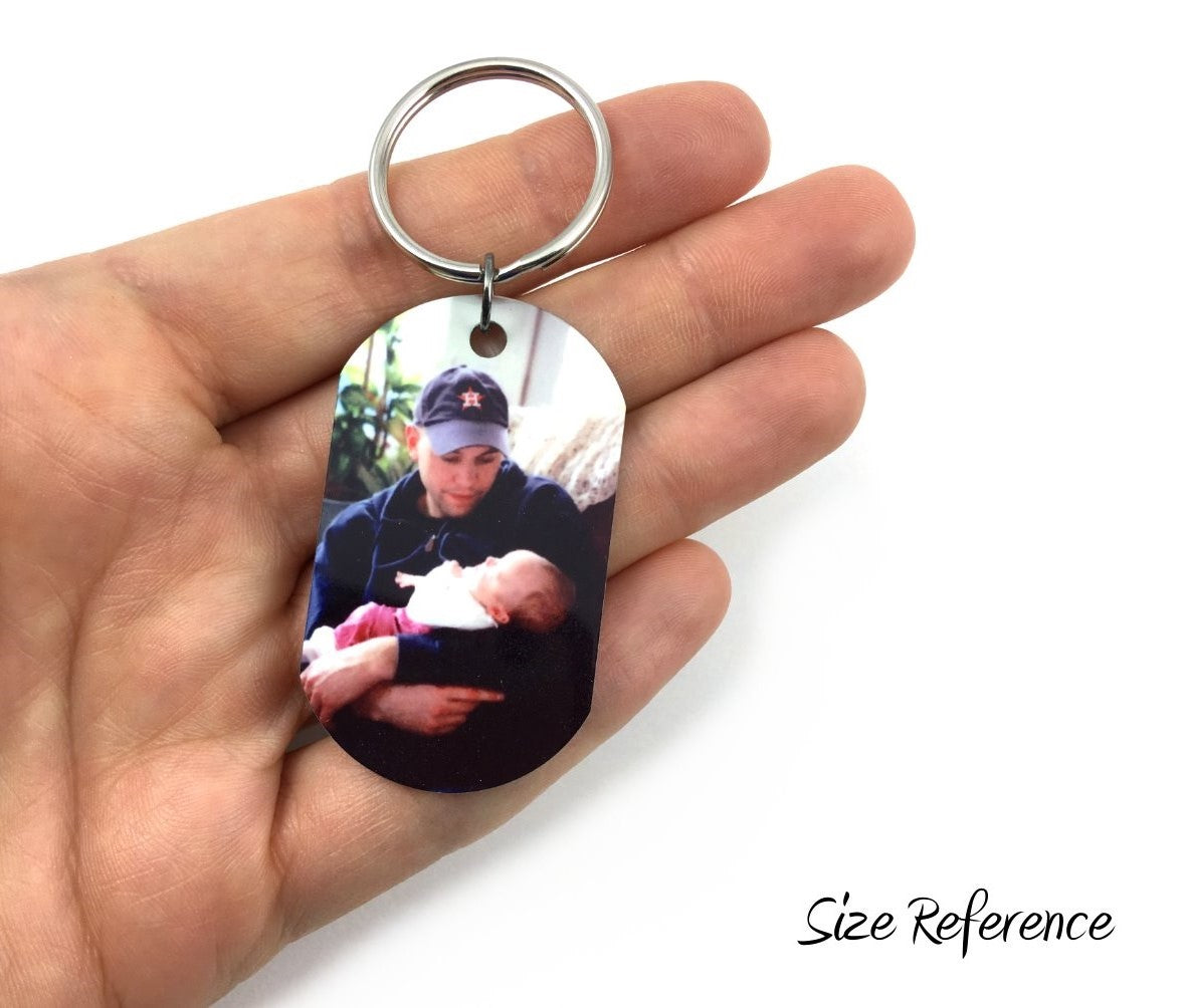 Custom Photo Personalized Dog Tag Key Chain or Necklace - Memorial Fingerprint Jewelry - Double Sided Dog Tag Pendant