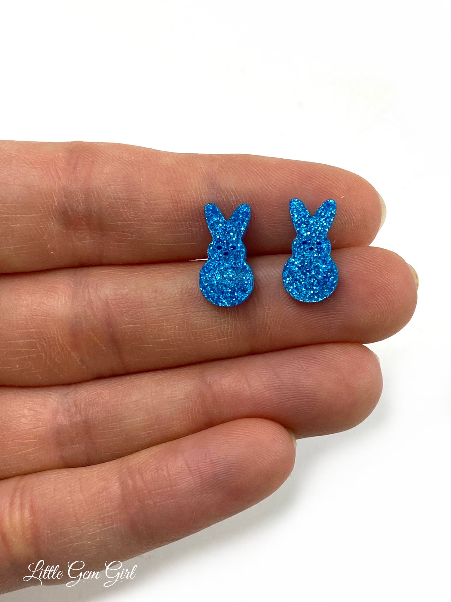 Hypoallergenic Easter Bunny Earrings - Available in Stainless Steel or Titanium Post - Four Sparkly Rabbit Colors