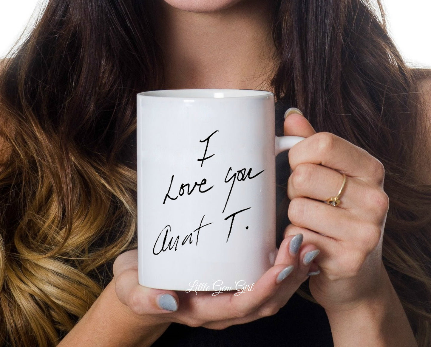 Personalized Handwriting and Photo Double Sided Coffee Mug - Large 15oz Custom Signature Memorial Cup