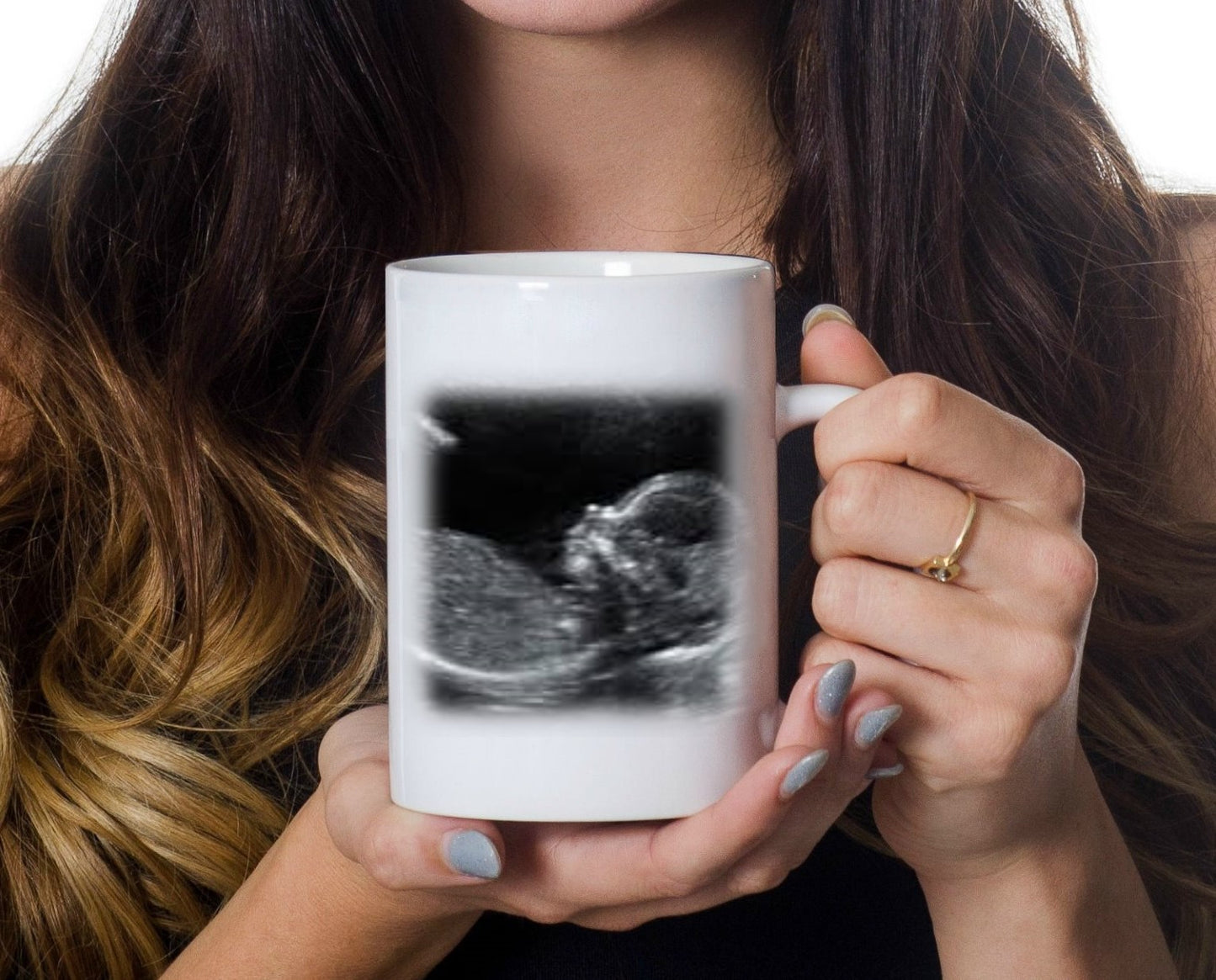 Custom Coffee Mug Personalized with Your Ultrasound Picture - I cant wait to meet you Daddy - Large 15 oz White or Black Cup