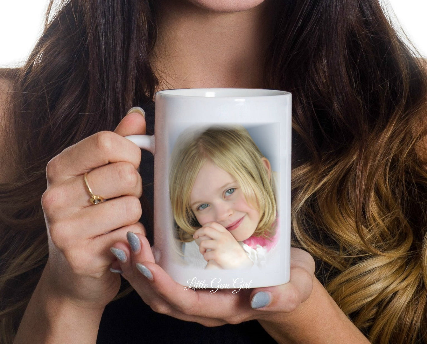 Double Sided 15oz Coffee Mug with Custom Photos - Personalized Pictures Cup Available in White or Black