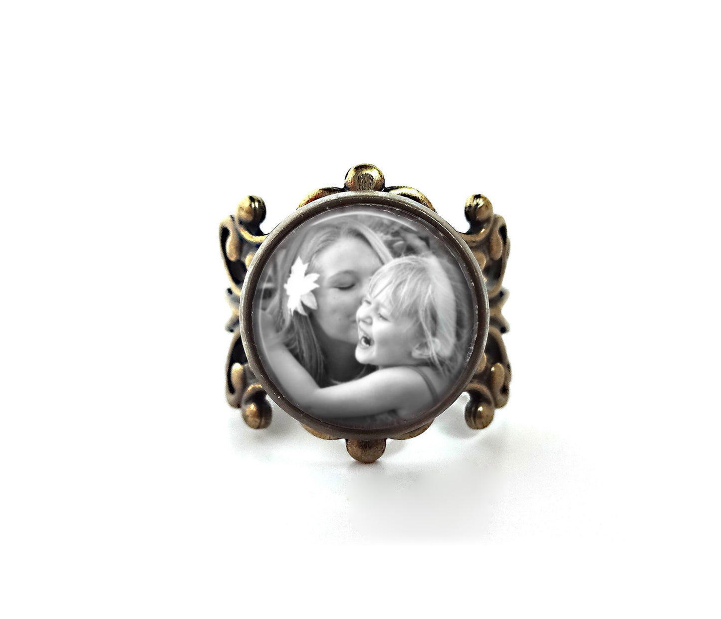 Custom Photo Ring available in Bronze or Silver - Adjustable Band Personalized Picture Ring
