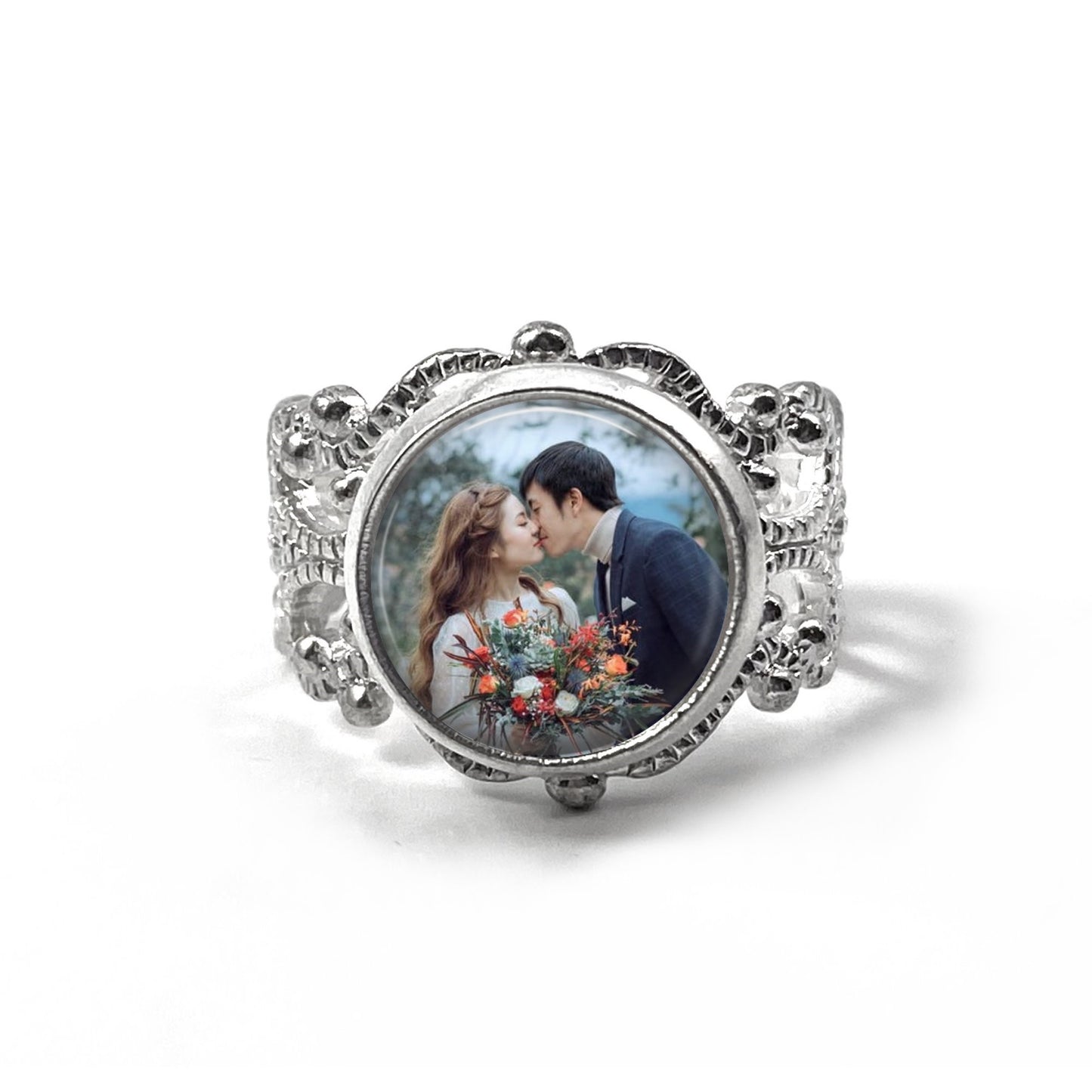 Custom Photo Ring available in Bronze or Silver - Adjustable Band Personalized Picture Ring