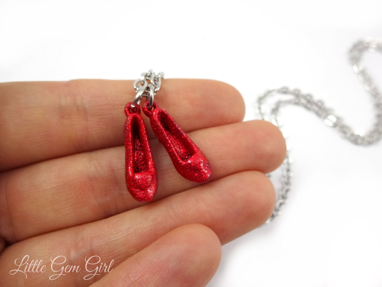 The Wonderful Wizard of Oz Red Shoe Charm Necklace - Dorothy's Ruby Red Slipper Charm Necklace