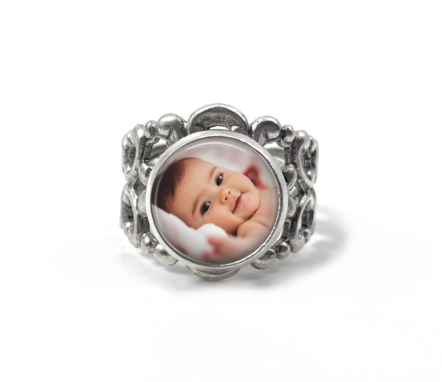 Custom Photo Ring available in Bronze or Silver - Adjustable Band Personalized Picture Ring