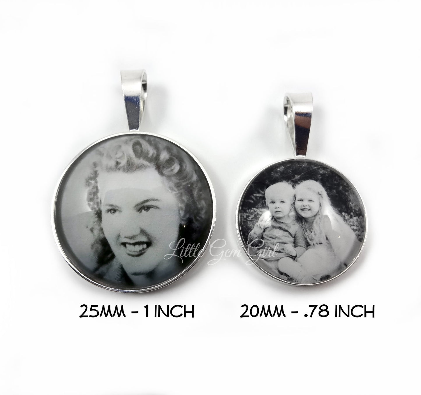 925 Sterling Silver Engraved Photo Necklace - Custom Picture Charm Memorial Pendant