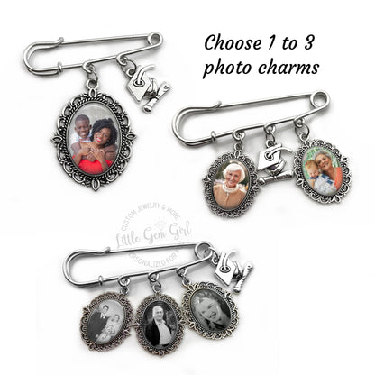 Graduation Ceremony Memorial Pin for Cap and Gown - Custom Photo Lapel Pin with 1 to 3 Photos