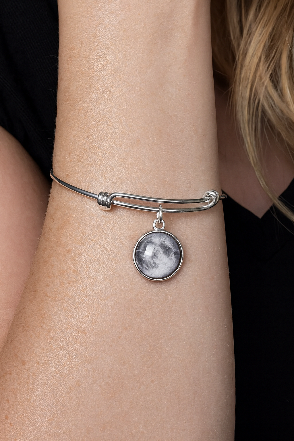 Custom Birth Moon Bracelet with 1 to 4 Moons that Glow in the Dark - Personalized Moon Phase Wire Wrap Bracelet