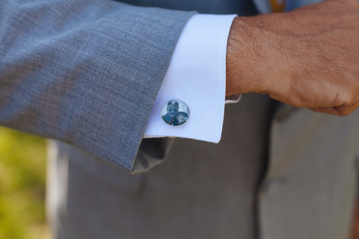 Custom Text and Photo Cuff Links - Personalized with Your Image Logo or Text Cufflinks