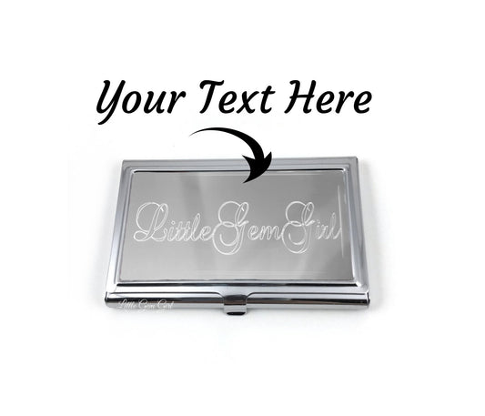 Business Card Holder Custom Engraved Stainless Steel with Your Name - Logo - Company Name