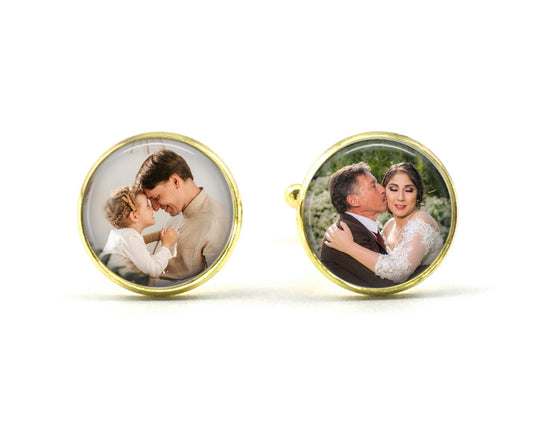 Personalized Gold Cuff Links - Custom Photo Cufflinks - Groom Suit Accessories