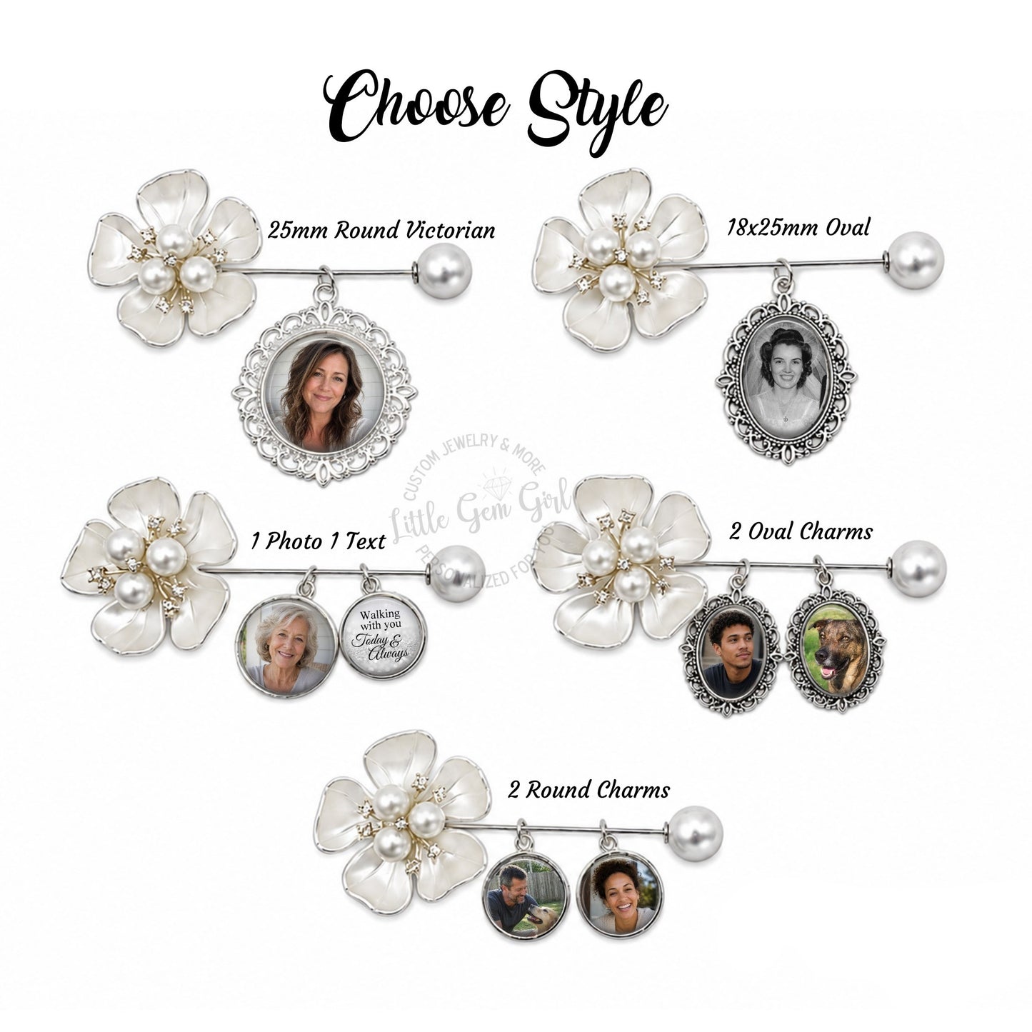 Personalized Memorial Flower Lapel Pin – Custom Photo Wedding Bouquet Charm for Bride, Groom or Loved One Remembrance