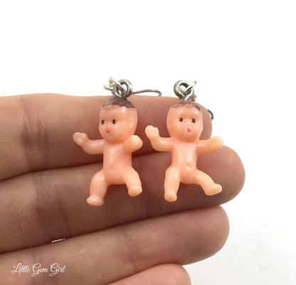 Mini Baby Doll Earrings – Plastic Baby Earrings with Titanium French Hooks for Sensitive Ears