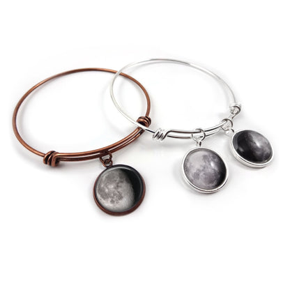 Custom Birth Moon Bracelet with 1 to 4 Moons that Glow in the Dark - Personalized Moon Phase Wire Wrap Bracelet