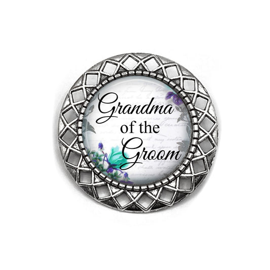 Grandma of the Groom Wedding Brooch Available in Four Styles - Silver or Gold Wedding Boutonniere
