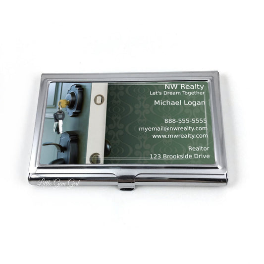 Custom Logo Business Card Holder - Stainless Steel Carrying Case - Personalized Photo Carrier