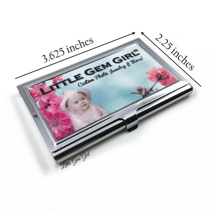 Custom Logo Business Card Holder - Stainless Steel Carrying Case - Personalized Photo Carrier