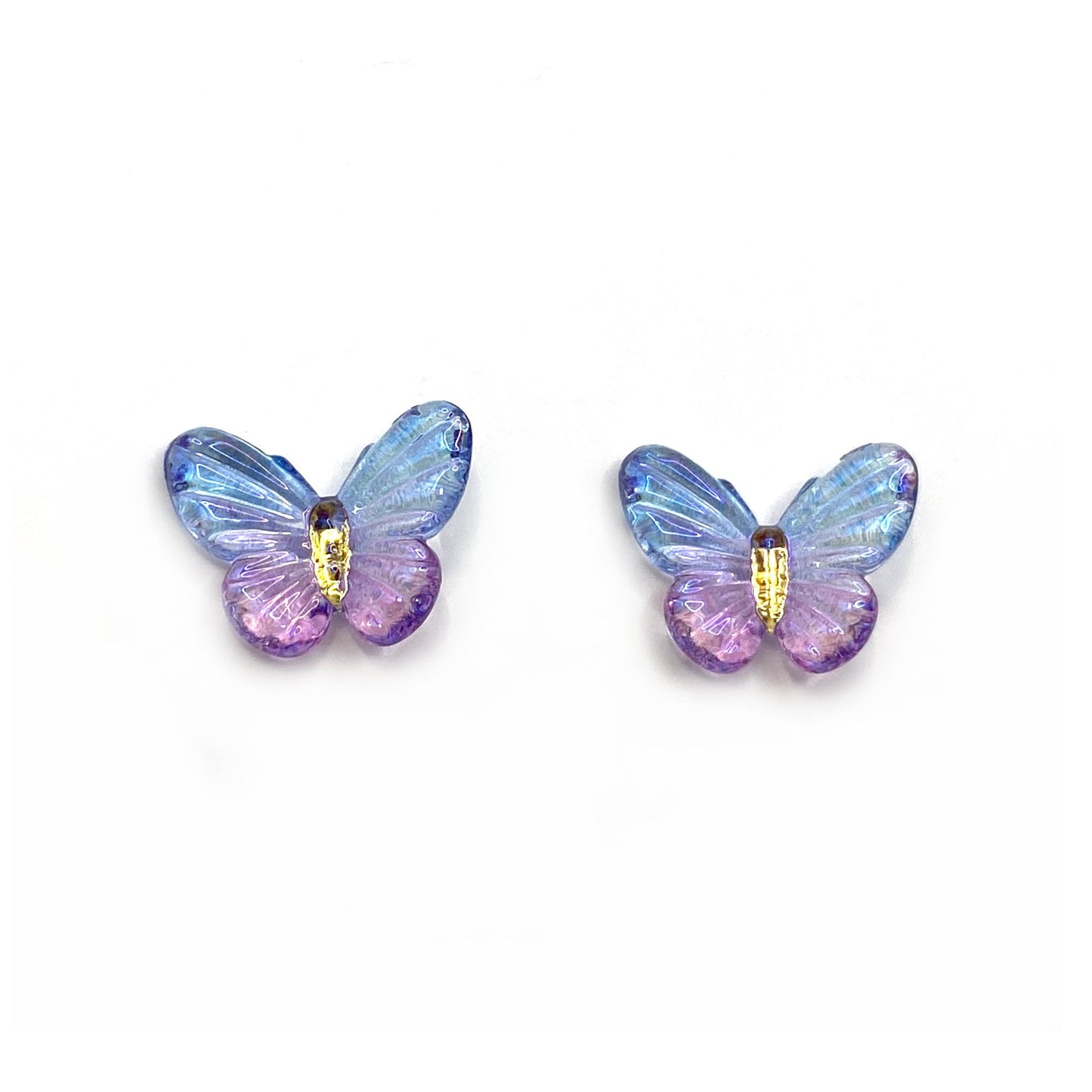 Tiny Butterfly Resin Stud Earrings (8×10mm) – Jewel Tone Rainbow Butterflies, Titanium or Stainless Steel Hypoallergenic Posts