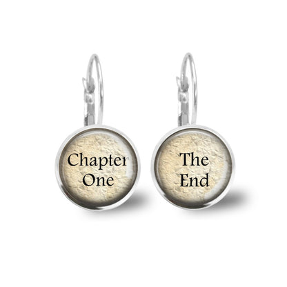 Chapter One The End Dangle or Stud Earrings for Book Lovers - Reader Literary Earrings - Librarian, Teacher, Writer Gift
