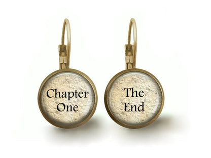 Chapter One The End Dangle or Stud Earrings for Book Lovers - Reader Literary Earrings - Librarian, Teacher, Writer Gift