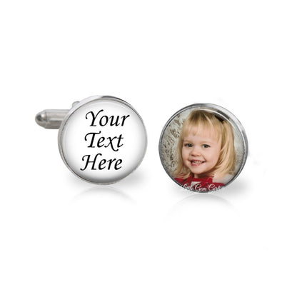 Custom Text and Photo Cuff Links - Personalized with Your Image Logo or Text Cufflinks
