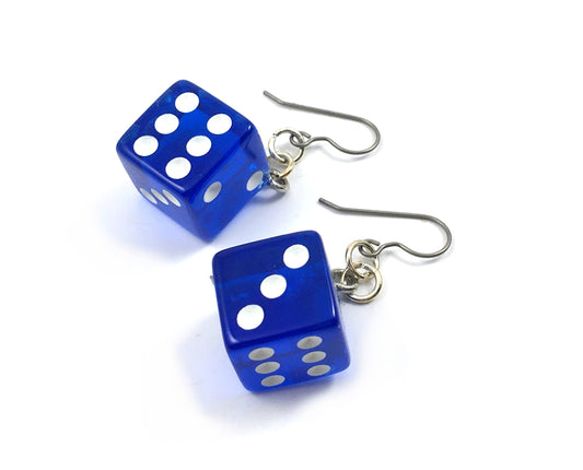 Dice Drop Earrings with Titanium French Ear Hooks – Hypoallergenic, 8 Colors, Mix & Match