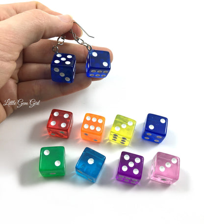 Dice Drop Earrings with Titanium French Ear Hooks – Hypoallergenic, 8 Colors, Mix & Match