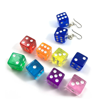 Dice Drop Earrings with Titanium French Ear Hooks – Hypoallergenic, 8 Colors, Mix & Match