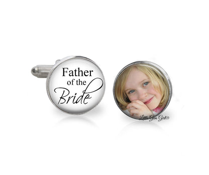 Custom Father of the Bride Photo Cuff Links - Gifts for Dad Wedding Picture Cufflinks