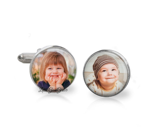Custom Photo Cufflinks Available in Sterling Silver and Stainless Steel - Personalized Picture Cuff links - Memorial Wedding Gift Keepsake