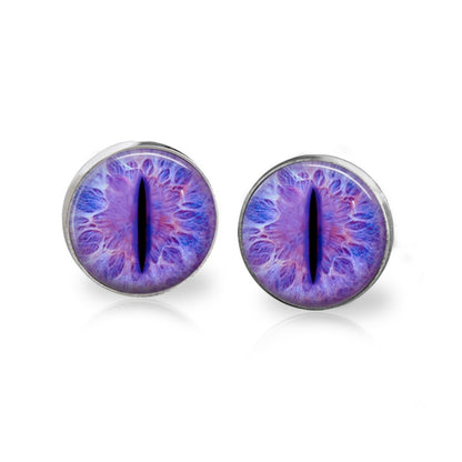 Glow in the Dark Cat Eye Earrings - Glowing Animal Eye Stainless Steel Hypoallergenic Studs - 25 Eye Colors Available