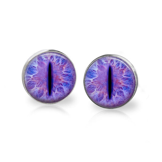 Glow in the Dark Cat Eye Earrings - Glowing Animal Eye Stainless Steel Hypoallergenic Studs - 25 Eye Colors Available