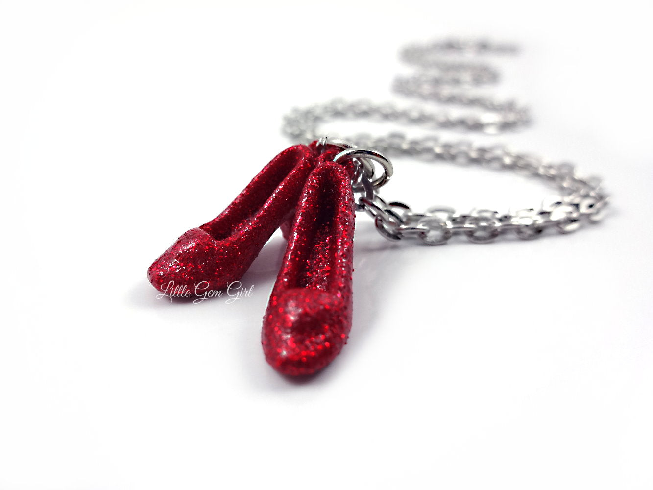 The Wonderful Wizard of Oz Red Shoe Charm Necklace - Dorothy's Ruby Red Slipper Charm Necklace