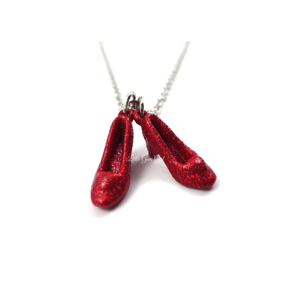 The Wonderful Wizard of Oz Red Shoe Charm Necklace - Dorothy's Ruby Red Slipper Charm Necklace